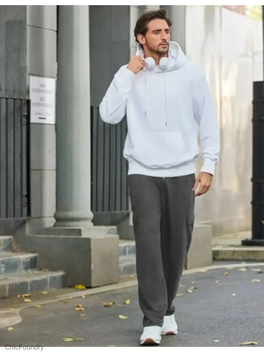 Cargo Sweatpants Open Bottom Baggy Straight Leg Lounge Pants with Pockets